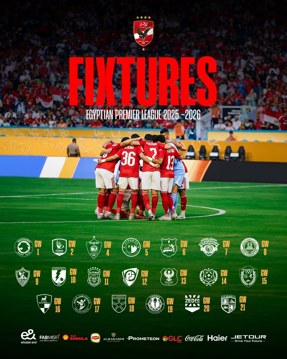 AlAhlyEnglish's tweet image. Our 2025/2026 Egyptian Premier League first stage fixtures are here ๐๏ธ