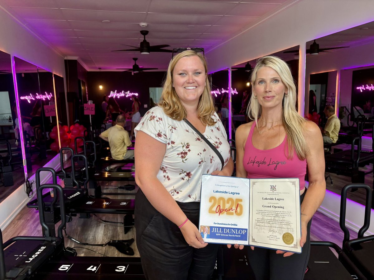 Jill Dunlop (@jilldunlop1) on Twitter photo Congratulations to Melanie Booth on the grand opening of Lakeside Lagree in the <a href="/cityoforillia/">City of Orillia</a>!
Your commitment to promoting health, fitness, and community connection is truly commendable.
Wishing you continued success as you foster wellness in our community.
#SmallBusiness Congratulations to Melanie Booth on the grand opening of Lakeside Lagree in the <a href="/cityoforillia/">City of Orillia</a>!
Your commitment to promoting health, fitness, and community connection is truly commendable.
Wishing you continued success as you foster wellness in our community.
#SmallBusiness