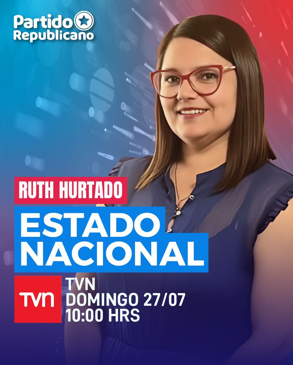 macaghuidobro's tweet image. Hoy a las 10:00 AM en Estado Nacional por TVN nuestra secretaria general del Partido Republicano Ruth Hurtado 🇨🇱
#ENacional
¡Te esperamos!
youtube.com/live/XZAfU-X9E…