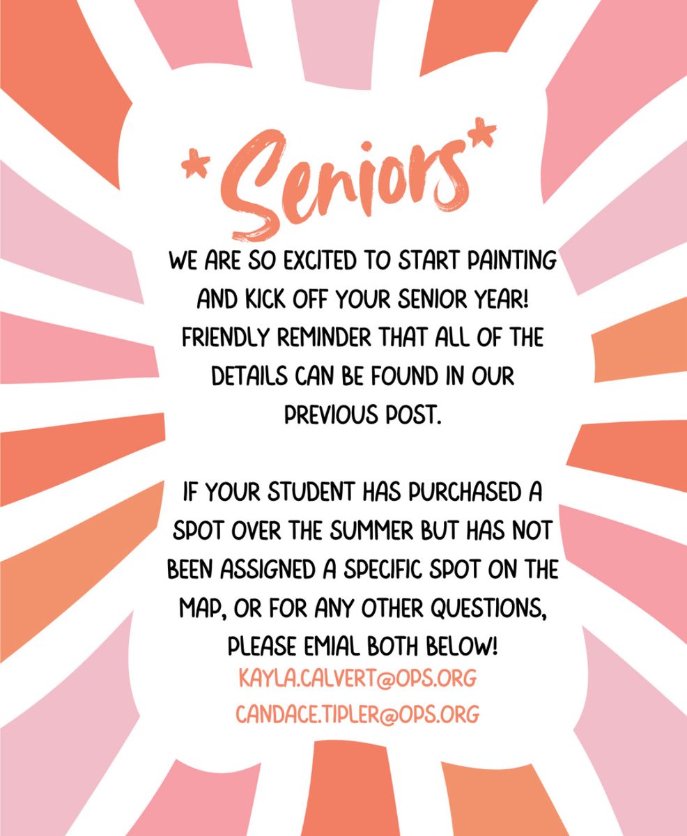 Senior parking space painting starts tomorrow!