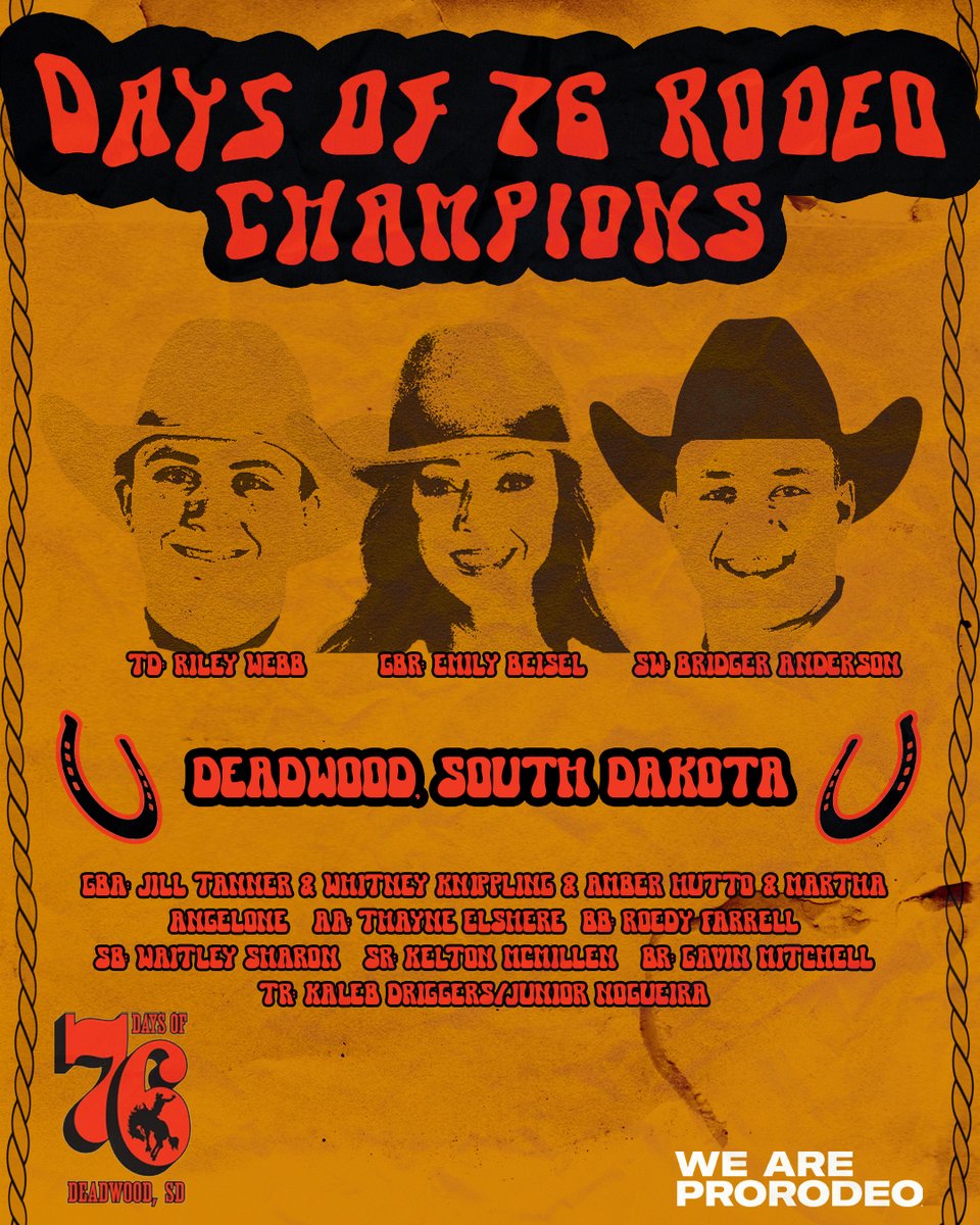 PRCA_ProRodeo's tweet image. 2025 Deadwood Days Of &apos;76 Rodeo Champions!

#WeArePRORODEO