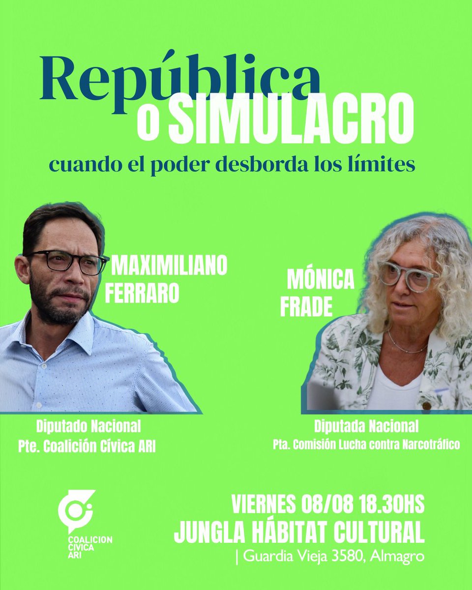 ¿República o simulacro?

Cuando el poder ignora los límites institucionales y el lenguaje degrada la convivencia democrática, ¿qué queda en pie?

Con <a href="/MonicaFradeok/">Monica Frade</a> los  esperamos el viernes 8 de agosto, a las 18:30 horas en Jungla Hábitat Cultural. 

👉 Inscribite acá: