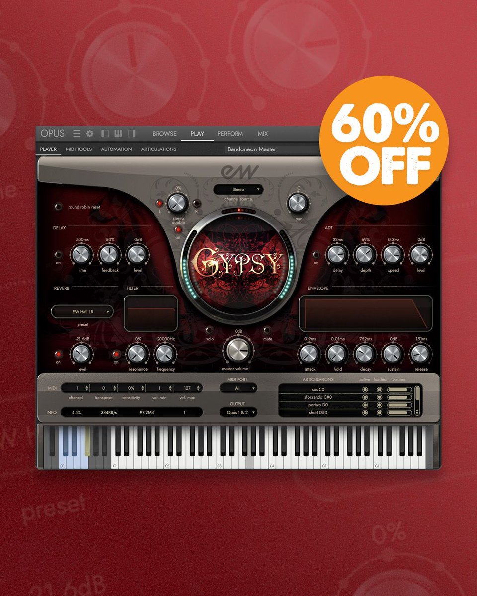 EastWest Flash Sale ⚡ 
Save 60% on Gypsy
Buy here - pluginfox.com/ew
Sale ends August 3rd ⏰ 

@eastwestsounds #eastwestsounds #pluginfox #plugindeals #pluginsales #dtm #plugins #vstplugins #virtualinstruments #samplelibraries