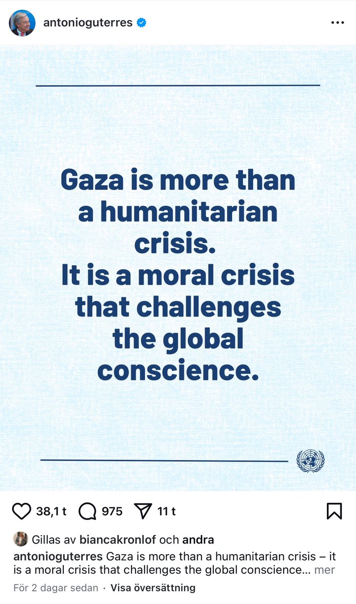 mjalthugg's tweet image. Antonio Guterres: Gaza is more than a humanitarian crisis. It is a moral crisis that challenges the global conscience.