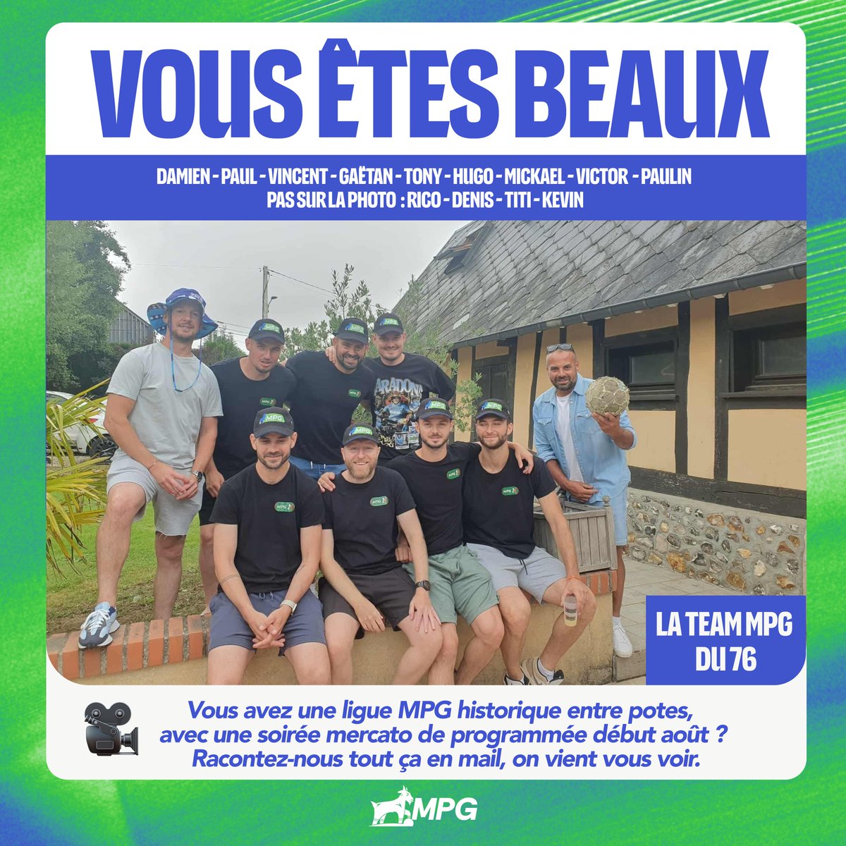 MonPetitGazon's tweet image. La team MPG du 76 a encore fait les choses en grand, en organisant une journée chez le dernier, avec barbecue et remise des trophées 🏆
Chez vous aussi ça prépare déjà le prochain mercato ?
Envoyez-nous les détails de votre relance en mail, on vient vous voir 🎥