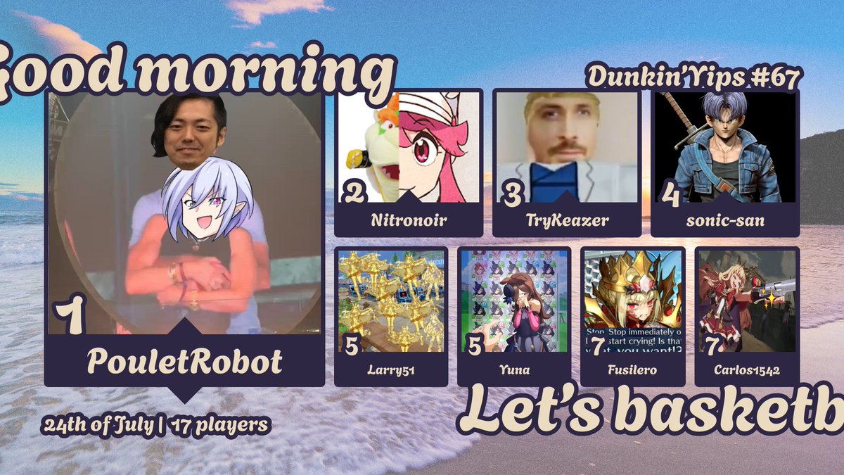Here's your #GVSR Top8 results for Dunkin'Yips #67!!!
So, the moment we don't get a lowain army, we get a french top4 ? ... Pick your team i guess

No Dunkin'Yips for 3 whole weeks, i'll be busy this week and after that there's Crossover and VSF