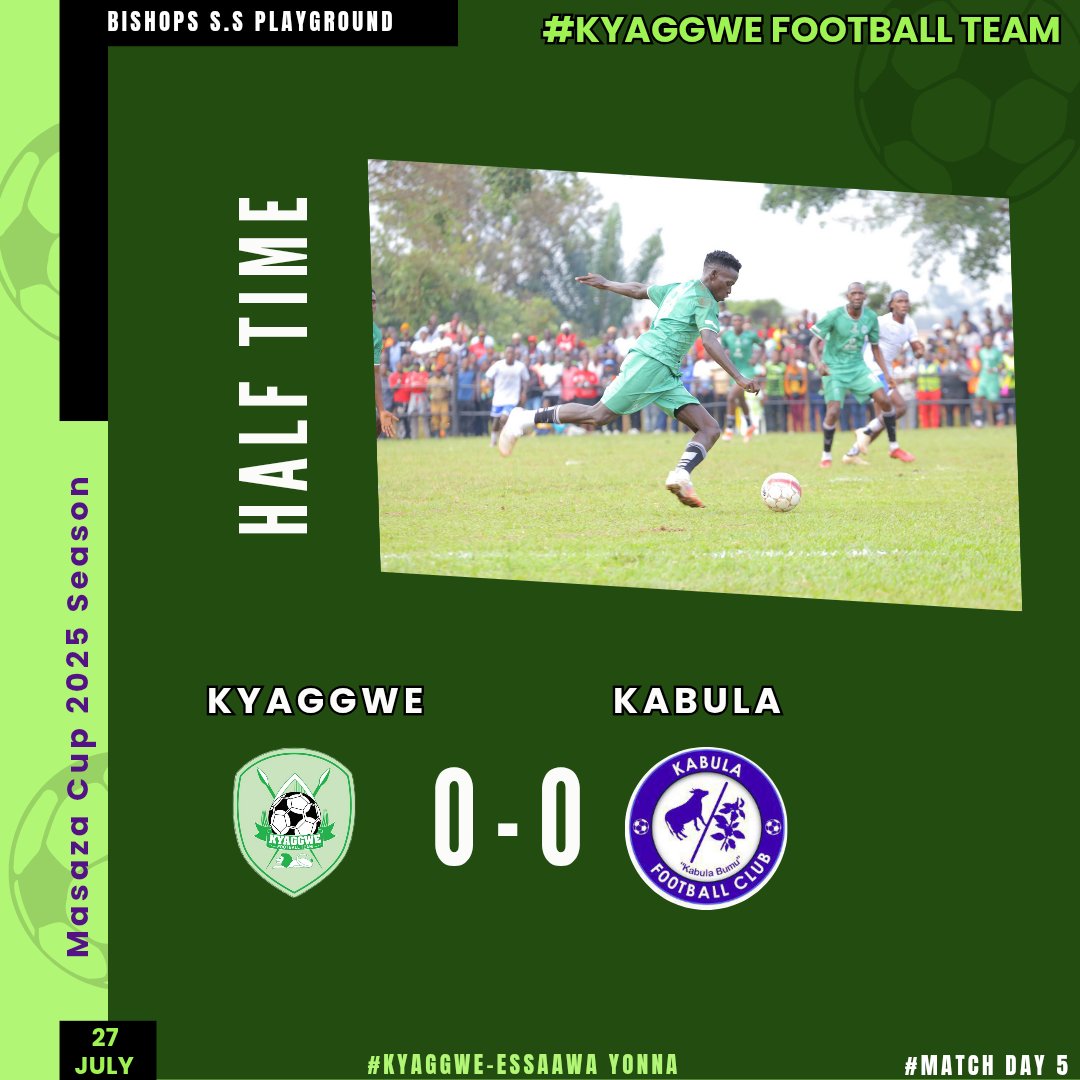 Half time stands at a draw
#KyaggweVsKabula
#KyaggweEssaawaYonna