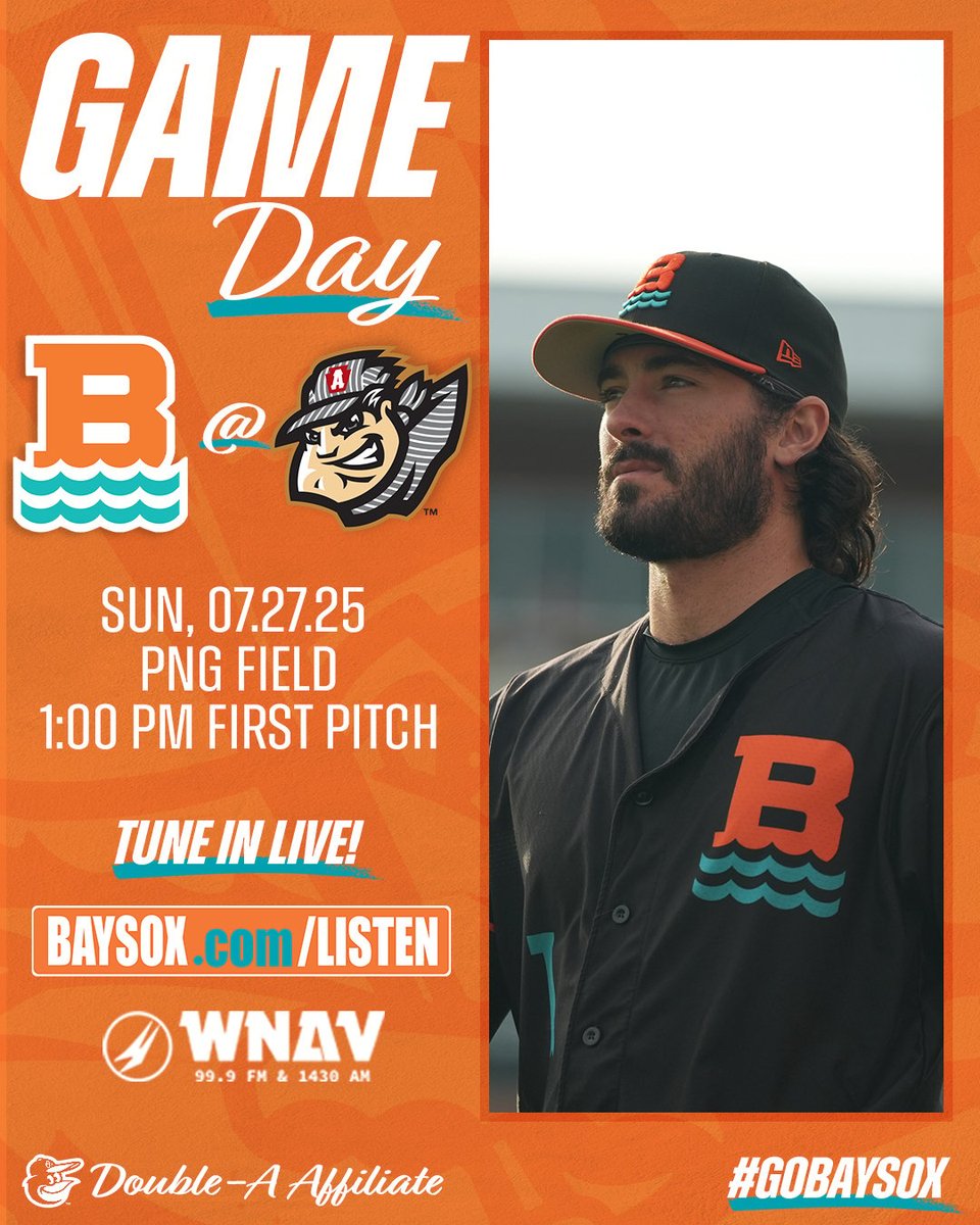 BaysoxOfficial's tweet image. Last day in Curve, PA
⏰ 1:00 p.m. ET
📍 Peoples Natural Gas Field (Altoona, PA)
📻 hubs.ly/Q03z0y0M0