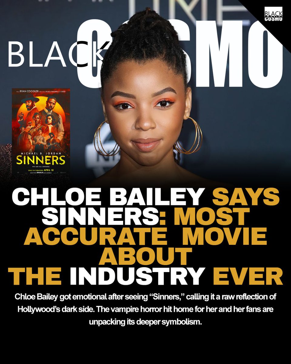 blkcosmo's tweet image. Chloe Bailey Breaks Down After Watching “Sinners” by Ryan Coogler & Michael B. Jordan
Chloe Bailey got emotional after seeing “Sinners,” calling it a raw reflection of Hollywood’s dark side. The vampire horror hit home for her—and her fans are unpacking its deeper symbolism.