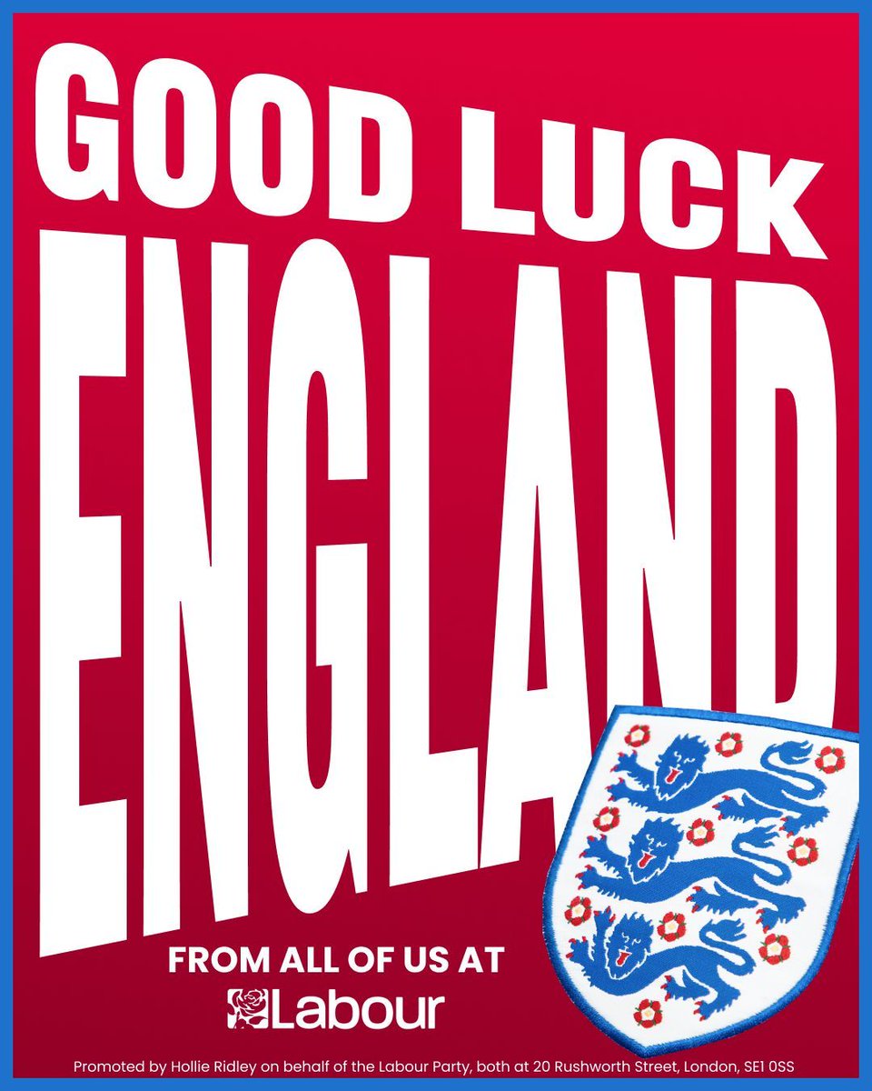 Come on England. 

We’re all behind you.

You’ve got this.

#WEURO2025

🏴󠁧󠁢󠁥󠁮󠁧󠁿🏴󠁧󠁢󠁥󠁮󠁧󠁿🏴󠁧󠁢󠁥󠁮󠁧󠁿