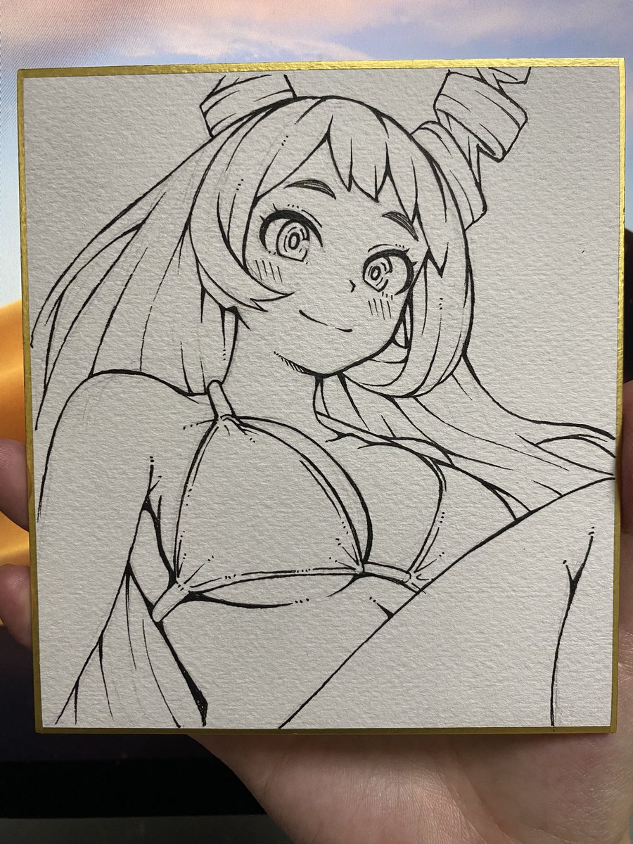 _kobaji's tweet image. 色紙を何枚か描いてみました
線画取り返しつかないの緊張する…
⌘zの偉大さたるや…