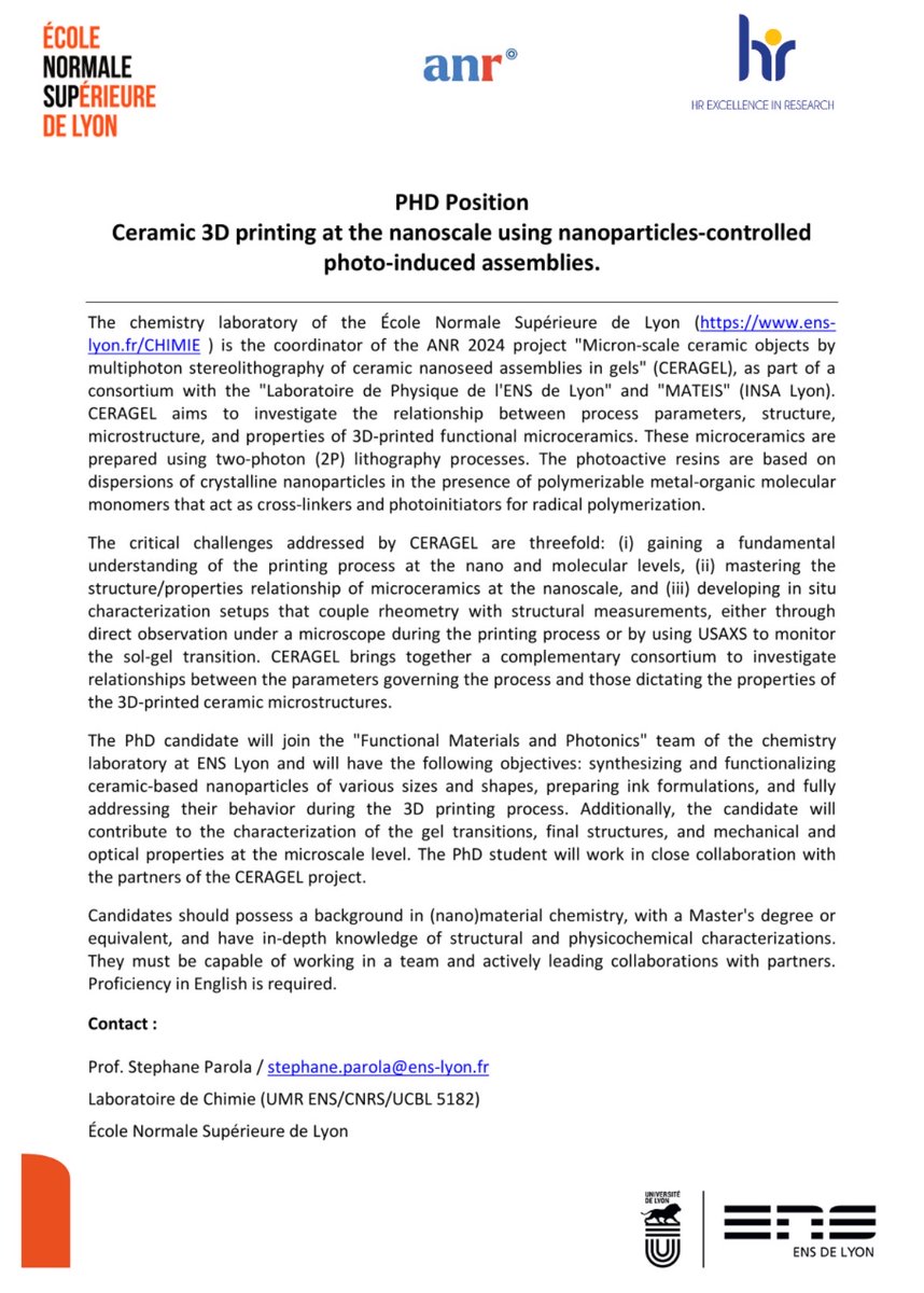ObengCosmos's tweet image. PHD Position
Ceramic 3D printing at the nanoscale using nanoparticles-controlled photo-induced assemblies.