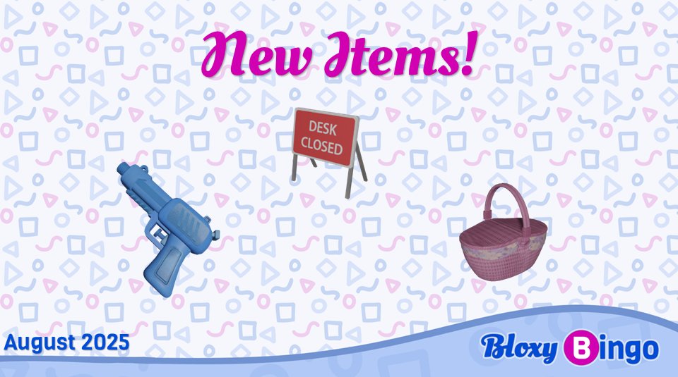 BloxyBingo's tweet image. New Items August 2025

(Less items this month due to modeller availability, no new releases Mondays &amp;amp; Tuesdays)