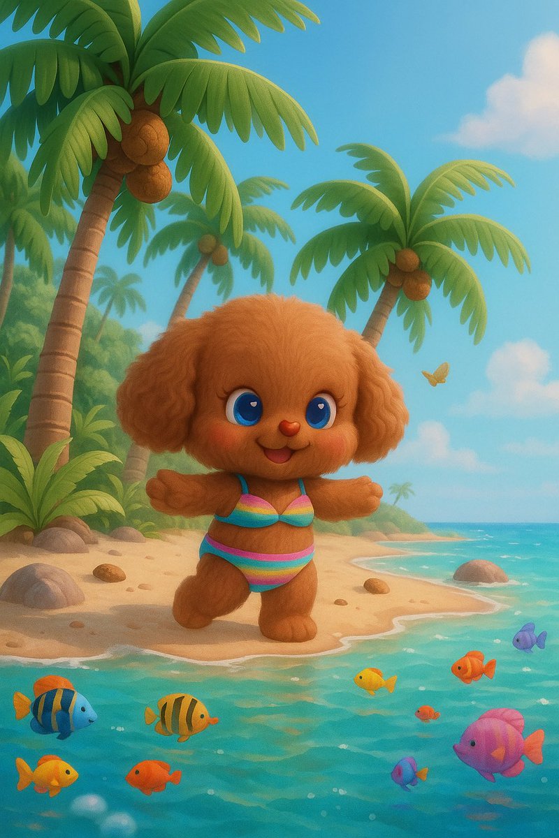 わーい！南の島で大はしゃぎ🏖️🎶
おさかなさんいっぱいでしあわせすぎたっ🐠💕
#プードル #ラッキス #うみだいすき
#プードル