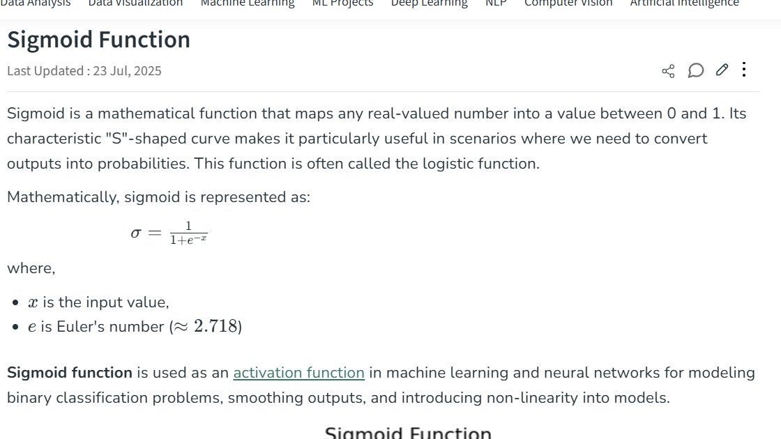 SamikshyaRB's tweet image. Day105 #111DaysOfLearningForChangeToday i learned about sigmoid function. It maps any real valued number to a value between 0 and 1.@CodeforChange2 #Day105LearningForChange #CodeForChange
