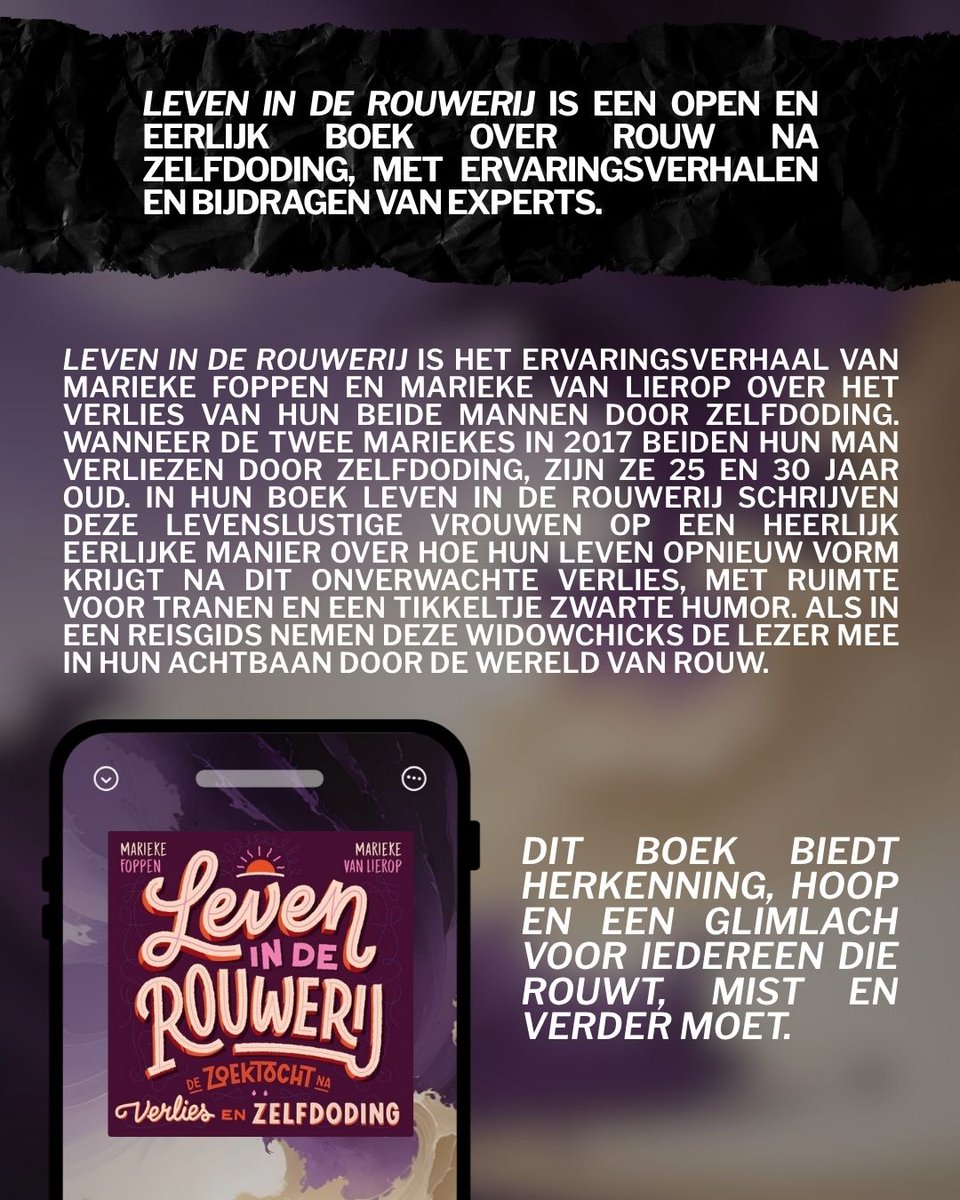 Deze week is de luistertip: 'Leven in de rouwerij' van de Widowchicks, een open en eerlijk boek over rouw na zelfdoding, met ervaringsverhalen en bijdragen van experts.

Beluister 'Leven in de rouwerij' hier: open.spotify.com/show/0kRftSbk1…

#luisterboek #luistertip #boek #rouw