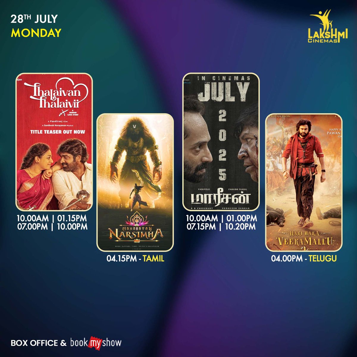 lakshmicinema's tweet image. Movie timings for Tomorrow at Lakshmi cinemas, Hosur. Book your tickets now at the box office and book my show app.
#lakshmicinemas #Hosur #Attibelle #Sarjapur #Chandapura #Anekal #Kairali #samajam