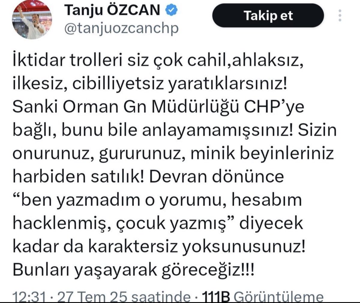 aakinci5's tweet image. Bir belediye başkanının seviyesi bu olmamalıdır. Sanalda böyle hakaretler eden birinin belediye hizmetlerinde neler yapabileceğini düşünmek bile istemiyorum. Allah ıslah etsin.