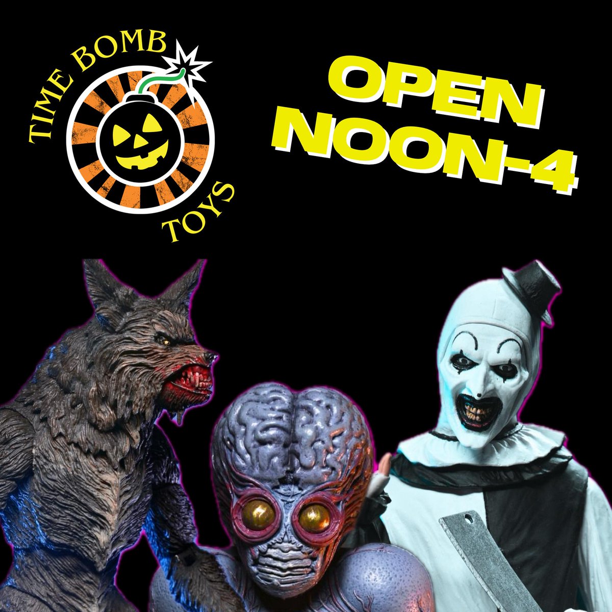 TimeBombToys's tweet image. SUNDAY FUNDAY at Pittsburgh's Horror Shop. We are open today Noon-4pm. More Deluxe Ultimate Howling Werewolf and Ultimate Metaluna Mutant arrive this Tuesday, and more Ultimate Art for you rabid Terrifier fans are now on the site!