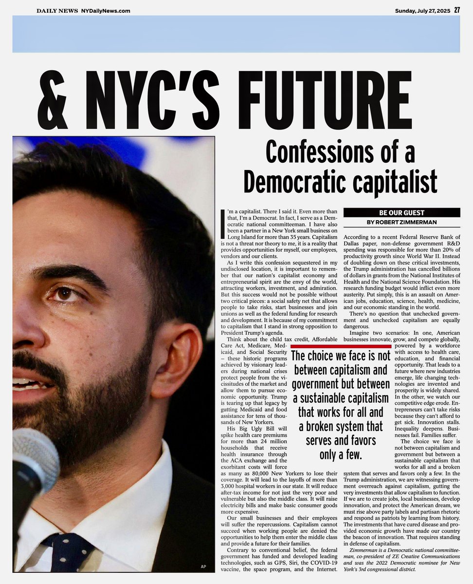 ZimmermanRob's tweet image. Please check out my op-ed in Sunday’s Daily News.
nydailynews.com/2025/07/27/zoh…