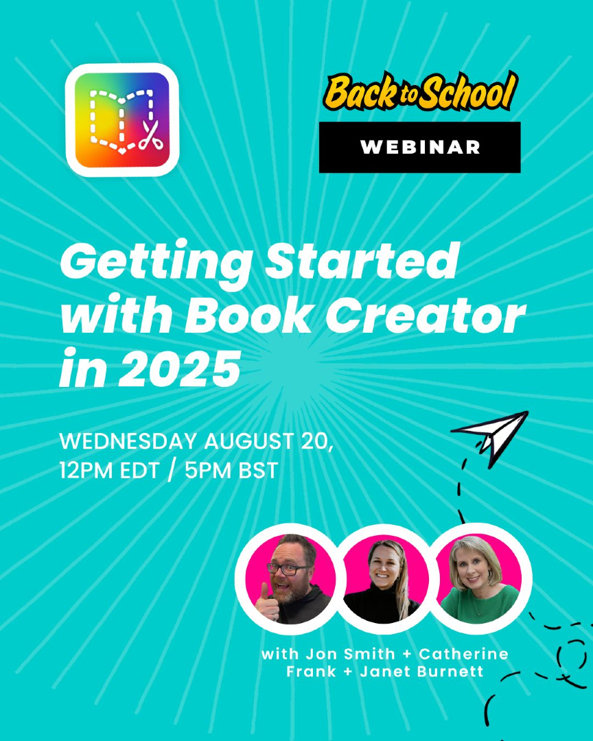 New to Book Creator? Get classroom-ready tips with Jon Smith, Catherine Frank &amp; Janet Burnett.
🗓️ Aug 20 | 12PM ET / 5PM BST
🔗 f.mtr.cool/gsoiacoxpw
#BookCreator #BackToSchool #TeacherPD