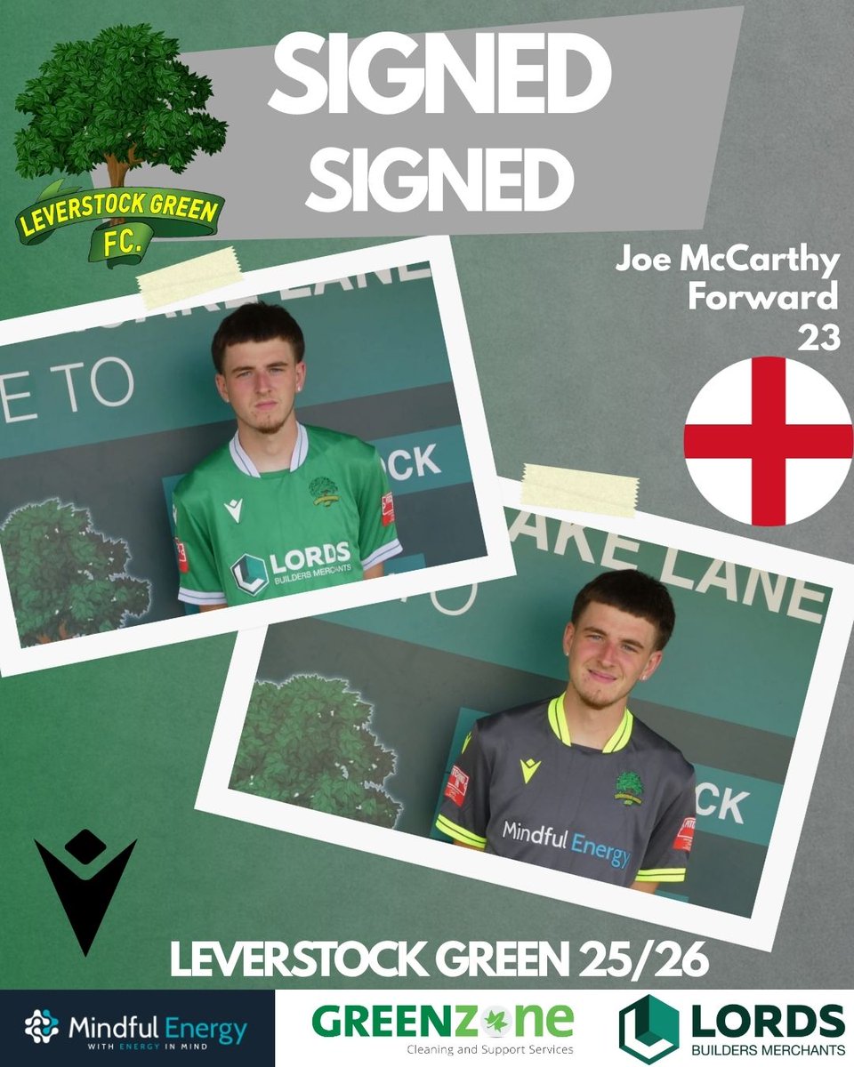 📝 NEW SIGNING📝

Say hello to Joe McCarthy, our newest attacking option!

The 23 year old forward signs for Leverstock Green ahead of the 25/26 campaign.

⚽️ Goals incoming⚽️

#UpTheLevy #NewSigning
