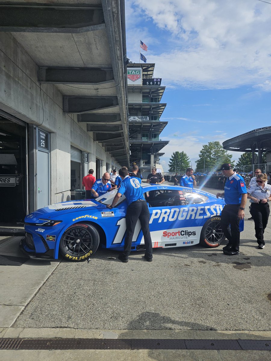Denny Hamlin’s team has his backup car prepared and it's now going through inspection.