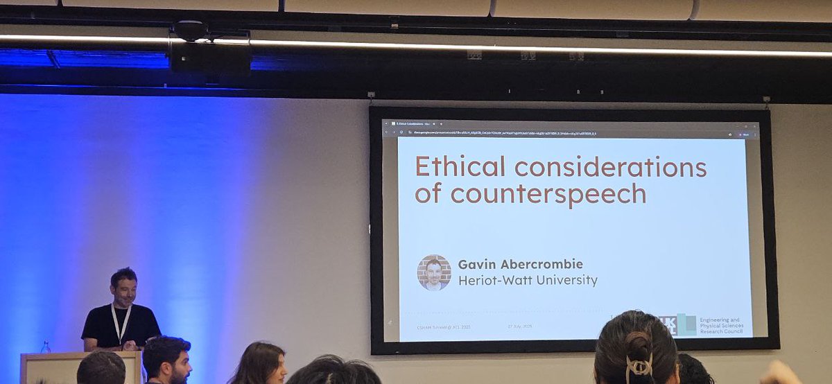 CSHAM Tutorial (ACL2025) (@csham_tutorial) on Twitter photo What ethical questions arise when designing counterspeech? Gavin Abercrombie (<a href="/gavin_does_nlp/">gavin abercrombie</a>) will guide us with a talk titled "Ethical considerations of counterspeech". What ethical questions arise when designing counterspeech? Gavin Abercrombie (<a href="/gavin_does_nlp/">gavin abercrombie</a>) will guide us with a talk titled "Ethical considerations of counterspeech".