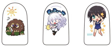 ikejun_now's tweet image. 夏コミのスイカバーラバーキーホルダーはれいだーんなしろはと旧スク蒼井です。あと遊戯王のクリボーです。
お品書きは入稿全部終わったら……