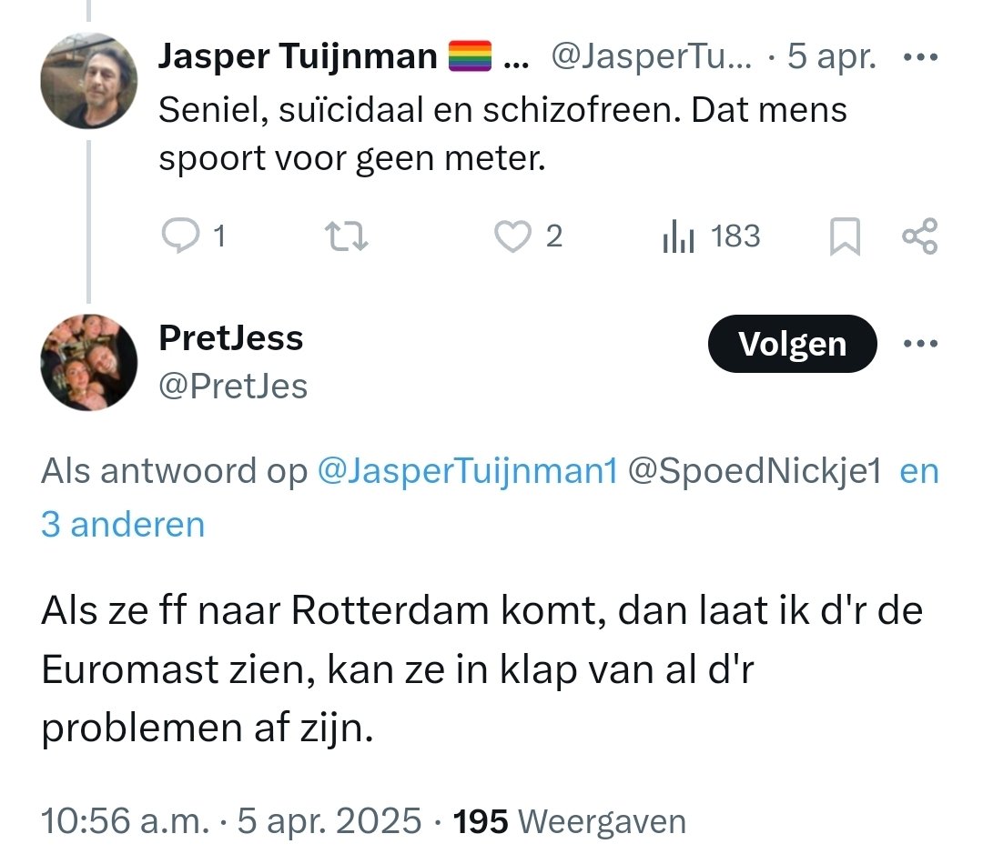 soofprano's tweet image. Jasper Tuijnman wat ben jij toch een achterlijkviesvuilstukstront 🤮
En dement ook nog blijkbaar. Het is niet bij te houden hoe vaak jij moord en zelfm00rd hebt aangemoedigd en er grappen over hebt gemaakt. Je geeft geen fck om die tante joh en het ligt ook niet gevoelig voor jou