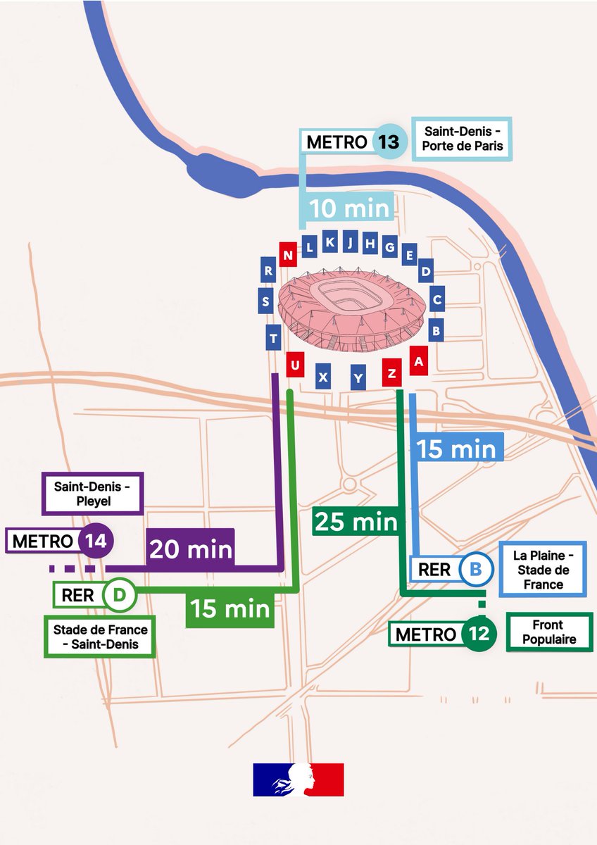 #Transports  #StadeDeFrance | CONCERT STRAY KIDS 🎤

Voici les itinéraires conseillés pour rejoindre et quitter le   <a href="/StadeFrance/">Stade de France</a> :
👉 <a href="/Ligne12_RATP/">Ligne 12</a> : station Front   Populaire
👉 <a href="/Ligne13_RATP/">Ligne 13</a> : station Saint-Denis Porte de Paris
👉 <a href="/Ligne14_RATP/">Ligne 14</a> : station Saint-Denis – Pleyel