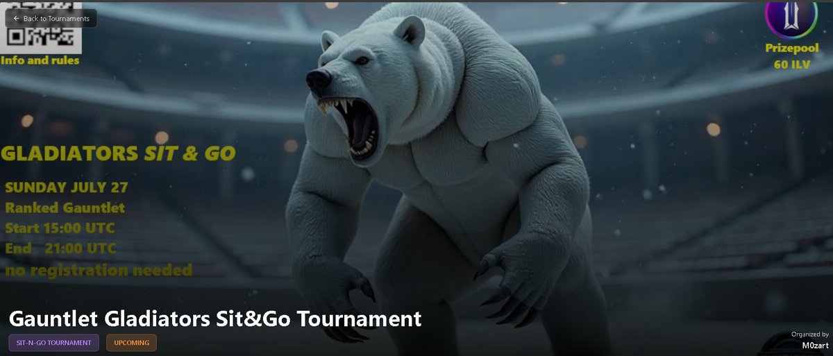 illuvilytics.web.app/tournament/gIU…
Less than one hour left until the Gladiators  SnG starts.
No registration needed—just play ranked matches from 3:00 PM UTC to 9:00 PM UTC.
Jump into the action on Illuvium Discord. discord.gg/illuvium
60 ILV are at stake (sponsored by Illuvium).