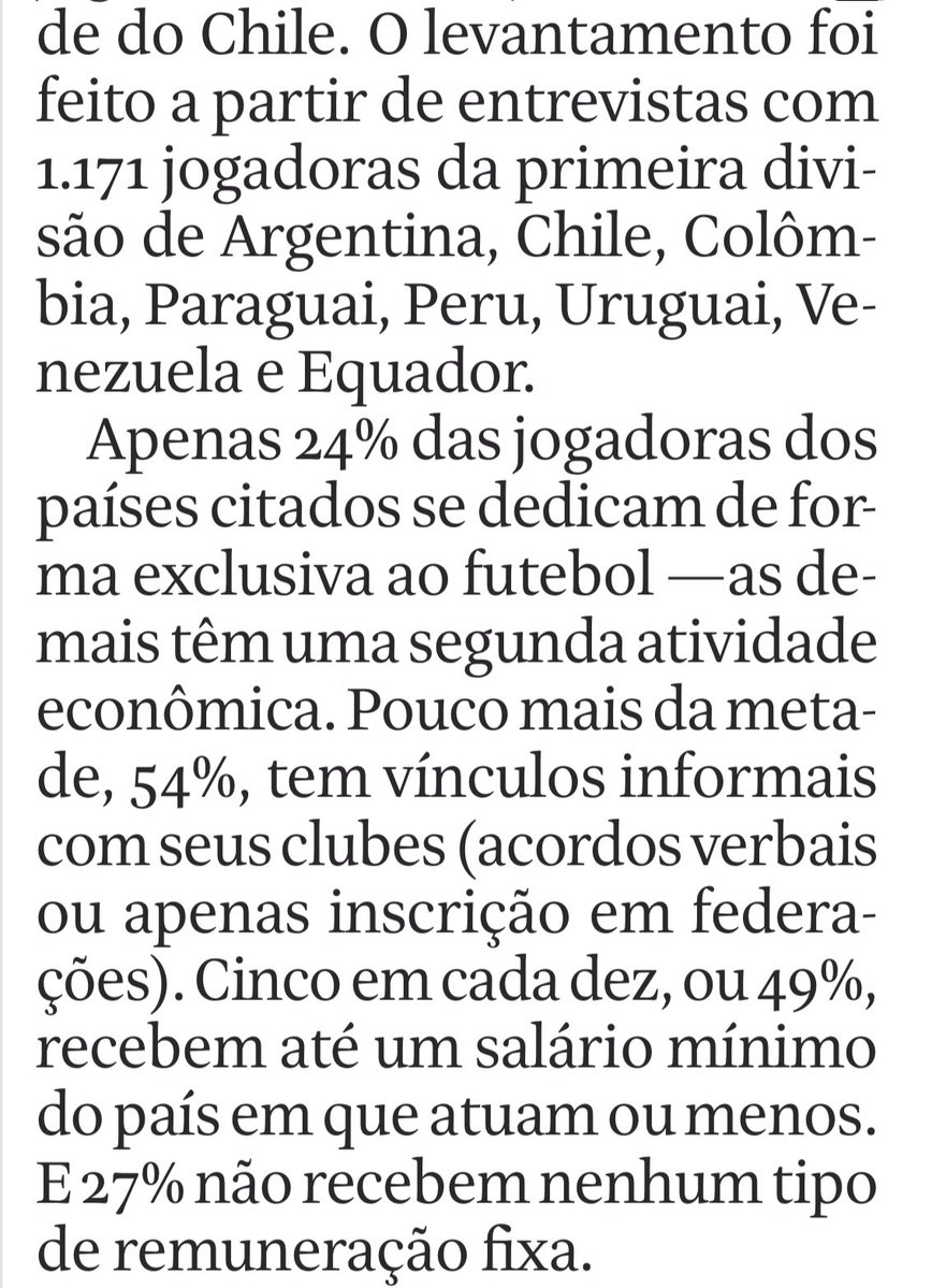 andrizek's tweet image. Bom dia. Dados publicados na Folha de hoje sobre a realidade do futebol feminino em nosso continente. A Copa América, com média de público inferior a 300 pessoas por jogo, é o resultado desse descaso aqui 👇🏽