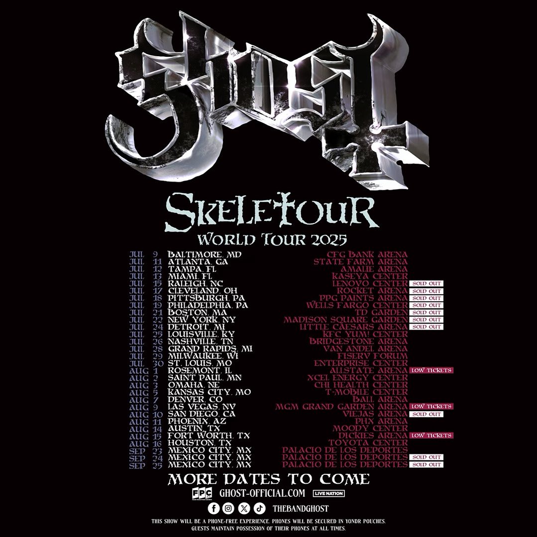 [MESSAGE FROM THE CLERGY] 

We wish to inform you that multiple dates of the Skeletour in the US and Mexico are SOLD OUT. Get your tickets now before they disappear into the abyss!

ghost-official.com/tour