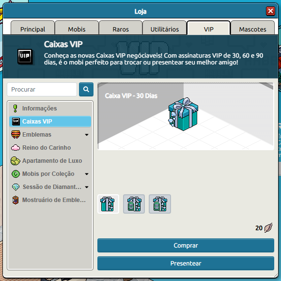 Elffizita's tweet image. 💎 Novidade VIP no ar! 💎

Chegaram as Caixas VIP negociáveis no Habblet! De 30, 60 e 90 dias, perfeitas pra presentear, trocar ou garantir seu momento exclusivo com estilo.

É VIP do seu jeito!

A Elffi News te conta tudo em primeira mão 📰

#Habblet #ElffiNews