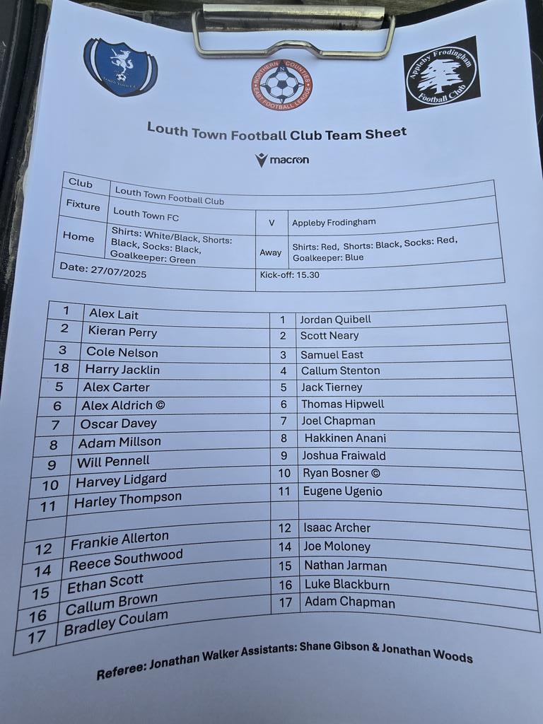 UCLHop2025's tweet image. Lineups are in! 

@LouthTownFC 
@AppFrodFc