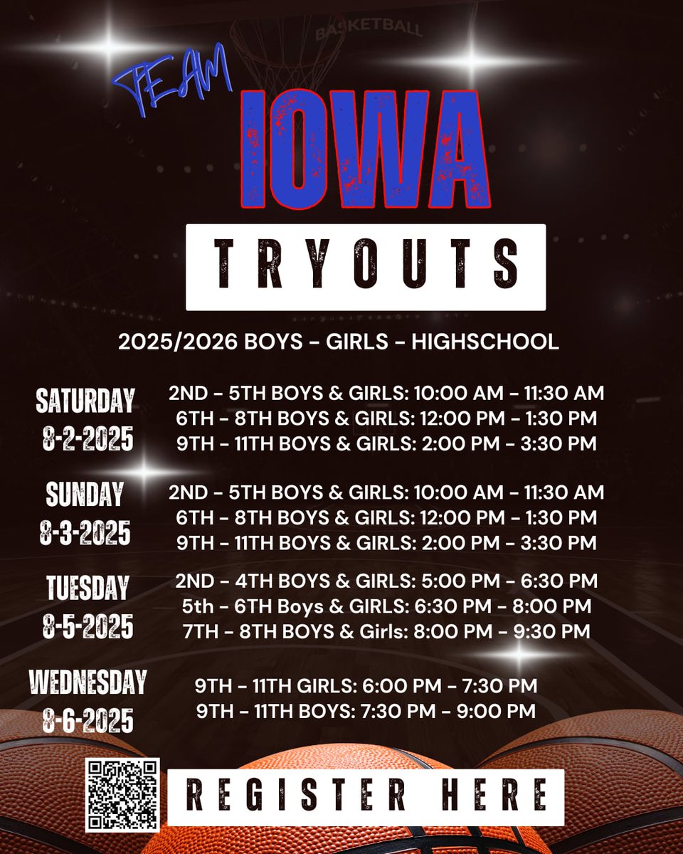 Team_Iowa's tweet image. Team Iowa Tryouts!
Come be a part of the Ti Family!
Youth and High School Registrations is now LIVE.
teamiowaathletics.leagueapps.com/events/4651991…
