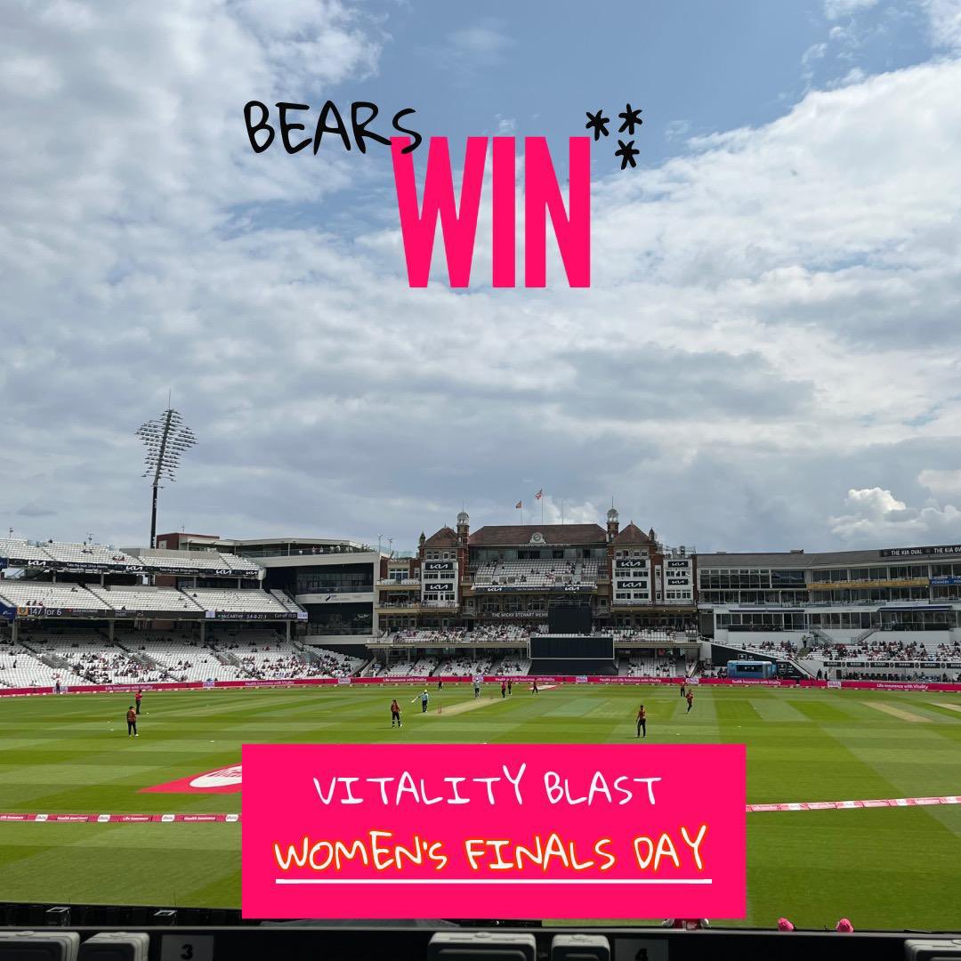 🏏 BEARS INTO THE FINAL 🏏

It will be <a href="/WarwickshireCCC/">Bears</a> to take on <a href="/surreycricket/">Surrey Cricket</a> in the Women’s <a href="/VitalityBlast/">Vitality Blast</a> Final!

They defeat <a href="/TheBlazeCricket/">The Blaze 🔥</a> by 20 runs to win the Eliminator!

#Cricket #FinalsDay #T20Cricket #womenscricket #YouBears