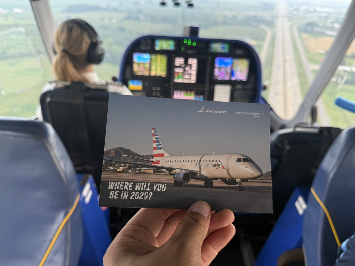 Soaring into the future aboard the legendary @goodyearblimp at @eaa air venture at oshkosh!

An unforgettable experience, captured with our postcard as we look ahead to 2028 and the exciting possibilities the E175 brings. 

#PiedmontAirlines #OSH2025