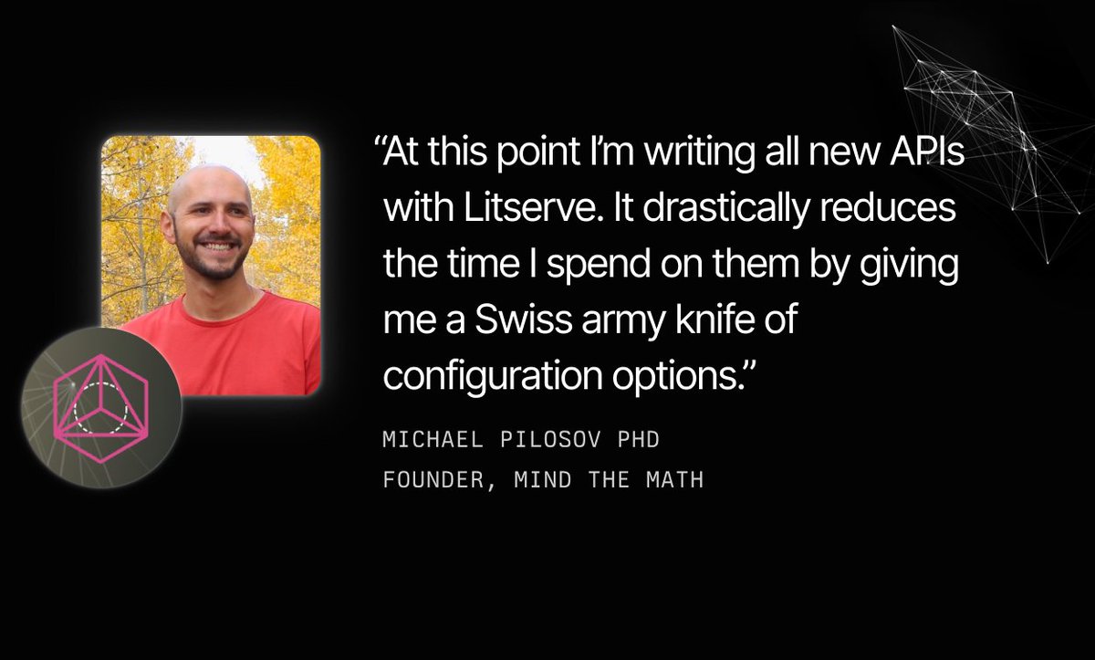 LightningAI's tweet image. Developers are using LitServe to deploy GenAI models in minutes, not days.
🚀 Fast setup, zero mlops fuss
⚙️ Flexible config
📦 Deploy to cloud, edge, or anywhere in between
📈 Proven performance at scale
Trusted by founders + engineers building:
🧠 Physical AI (@GetSoloTech)…