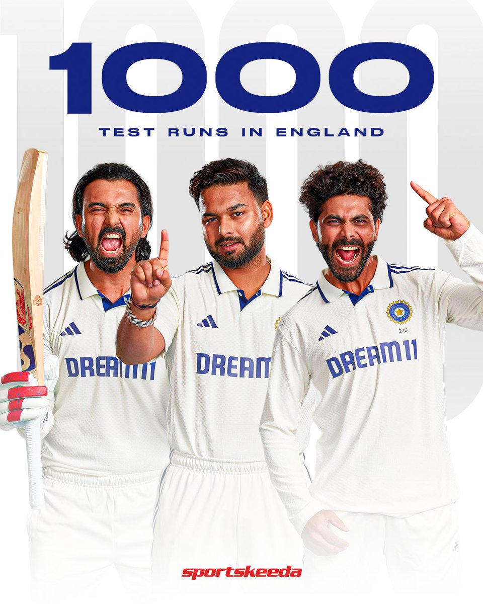 𝑨 𝒔𝒑𝒆𝒄𝒊𝒂𝒍 𝒎𝒊𝒍𝒆𝒔𝒕𝒐𝒏𝒆 𝒇𝒐𝒓 𝑰𝒏𝒅𝒊𝒂’𝒔 𝒕𝒓𝒊𝒐! 🇮🇳

KL Rahul, Rishabh Pant, and Ravindra Jadeja have all gone past 1000 Test runs in England in this very Test 👏

#ENGvIND #RavindraJadeja #RishabhPant #KLRahul #Sportskeeda