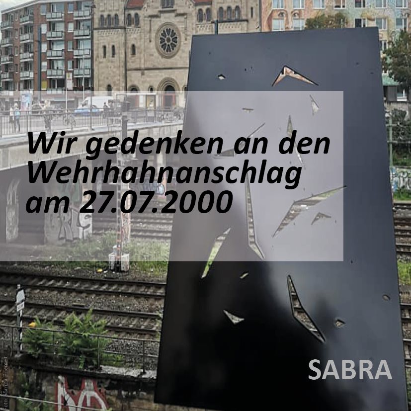 Im Gedenken: Am 27.07.2000 explodierte in #Düsseldorf-#Wehrhahn eine mit TNT gefüllte Rohrbombe. Zehn Menschen, überwiegend jüdische Zuwanderer_innen, wurden zum Teil lebensgefährlich verletzt. Eine Frau verlor ihr ungeborenes Kind. #Rechtsterrorismus #Antisemitismus #NRW