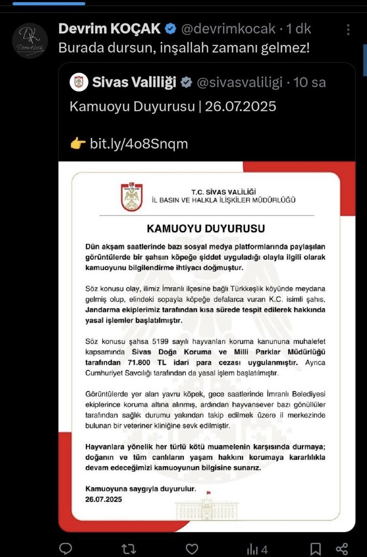 Ankara Hayvan Hakları Platformu (@ank_hayvan_hak) on Twitter photo <a href="/GeCeKuSu2312121/">T.C İBRAHİM AKPUNAR</a> <a href="/TC_icisleri/">T.C. İçişleri Bakanlığı</a> <a href="/AliYerlikaya/">Ali Yerlikaya</a> <a href="/hhplatformu/">İstanbul Hayvan Hakları Platformu</a> <a href="/HayvanDostu2027/">Murat</a> <a href="/ErolSourir57172/">SOURİRE EROL</a> <a href="/HayvanYasal/">Çekmeköy Hayvan Hakları Yasal Dayanışma</a> <a href="/HayvanHTP/">Hayvan Hakları Türkiye Platformu</a> <a href="/hayhaksaygi/">HayvanHaklarınaSaygı</a> <a href="/hakim_komite/">HAKİM - Hayvan Hakları İzleme Komitesi</a> <a href="/barolar/">Türkiye Barolar Birliği</a> <a href="/Mulkiidareler/">Mülki İdare Haber Ajansı</a> <a href="/miahaberTR/">Mia Haber</a> Biz de #BuradaDursun
etiketiyle paylaşalım ‼️
#SilerseKaybolmasınDiye
<a href="/sivasvaliligi/">Sivas Valiliği</a>
<a href="/AliYerlikaya/">Ali Yerlikaya</a>
<a href="/candansavunma/">Lawyer of Animals</a>
#GüsoderKapatılsın <a href="/GeCeKuSu2312121/">T.C İBRAHİM AKPUNAR</a> <a href="/TC_icisleri/">T.C. İçişleri Bakanlığı</a> <a href="/AliYerlikaya/">Ali Yerlikaya</a> <a href="/hhplatformu/">İstanbul Hayvan Hakları Platformu</a> <a href="/HayvanDostu2027/">Murat</a> <a href="/ErolSourir57172/">SOURİRE EROL</a> <a href="/HayvanYasal/">Çekmeköy Hayvan Hakları Yasal Dayanışma</a> <a href="/HayvanHTP/">Hayvan Hakları Türkiye Platformu</a> <a href="/hayhaksaygi/">HayvanHaklarınaSaygı</a> <a href="/hakim_komite/">HAKİM - Hayvan Hakları İzleme Komitesi</a> <a href="/barolar/">Türkiye Barolar Birliği</a> <a href="/Mulkiidareler/">Mülki İdare Haber Ajansı</a> <a href="/miahaberTR/">Mia Haber</a> Biz de #BuradaDursun
etiketiyle paylaşalım ‼️
#SilerseKaybolmasınDiye
<a href="/sivasvaliligi/">Sivas Valiliği</a>
<a href="/AliYerlikaya/">Ali Yerlikaya</a>
<a href="/candansavunma/">Lawyer of Animals</a>
#GüsoderKapatılsın