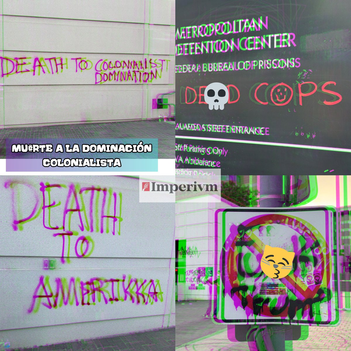 read_Imperivm's tweet image. 'DEATH TO AMERICA'
SE LEE EN LAS PINTAS DE LAS CALLES, EN 🇺🇸
CUMPLEAÑOS DE TRUMP OPACADO POR LAS PROTESTAS #noking 🚫🫅 bit.ly/3H2ZRdF