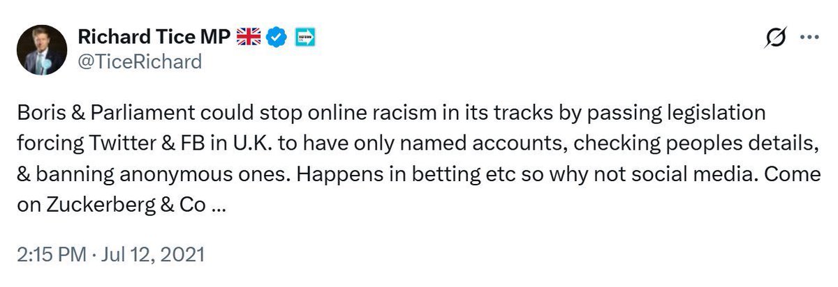 I think we’re all rather confused that Richard Tice of the Reform Party is currently ranting against the Online Safety Bill, when just a few years ago he was demanding an Online Safety Bill…