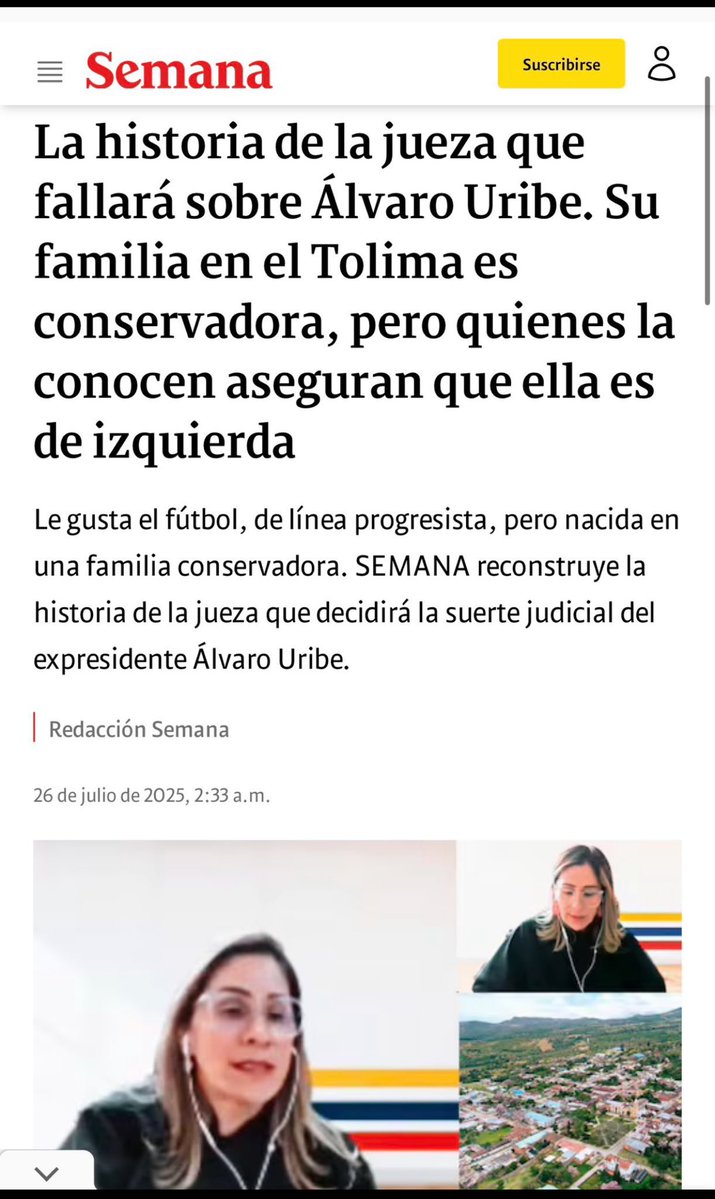 anateresabernal's tweet image. Es inadmisible que, en un país donde ejercer la justicia ya es un acto de valentía, medios como Semana expongan a la familia de la jueza Sandra Heredia. Publicar el lugar donde viven sus seres queridos en medio de un juicio de alto perfil como el de Álvaro Uribe no es periodismo:…