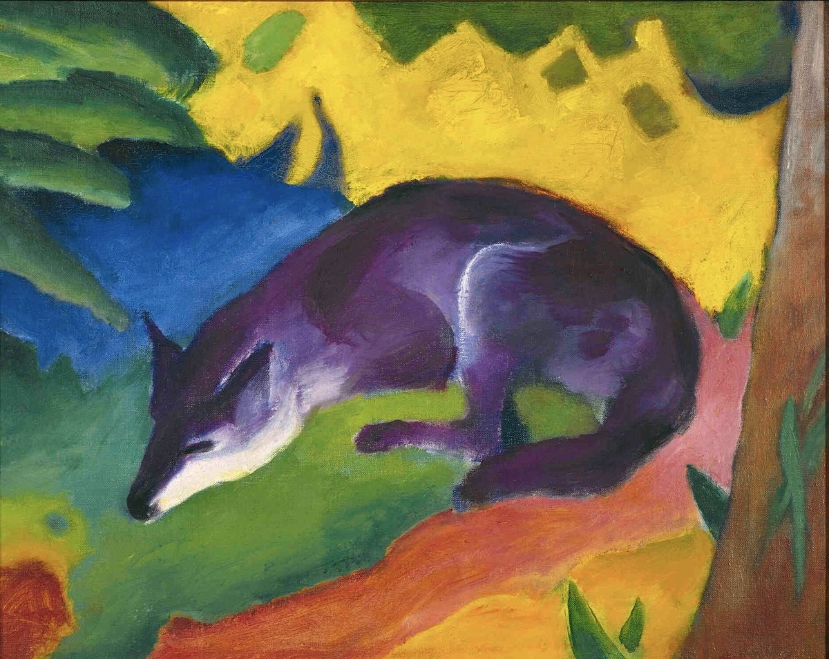 GmtServ66872's tweet image. #arte Volpe blu e nera, 1911 #espressionismotedesco #FranzMarc 💚