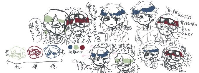 Aaaaltsabure's tweet image. #あるとの創作管理室 
初期組です。久々に創作を絵チャで書きました