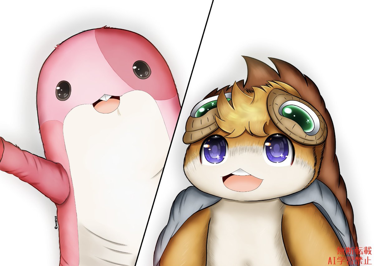 mz9055's tweet image. マアアさん&モイチェモ塗りましたゆえ🎨
(前より可愛く描けたはず…たぶん)
これにて既存イラストのリメイク、無事完了です。あと残り5枚頑張ります💪
#メイドインアビス