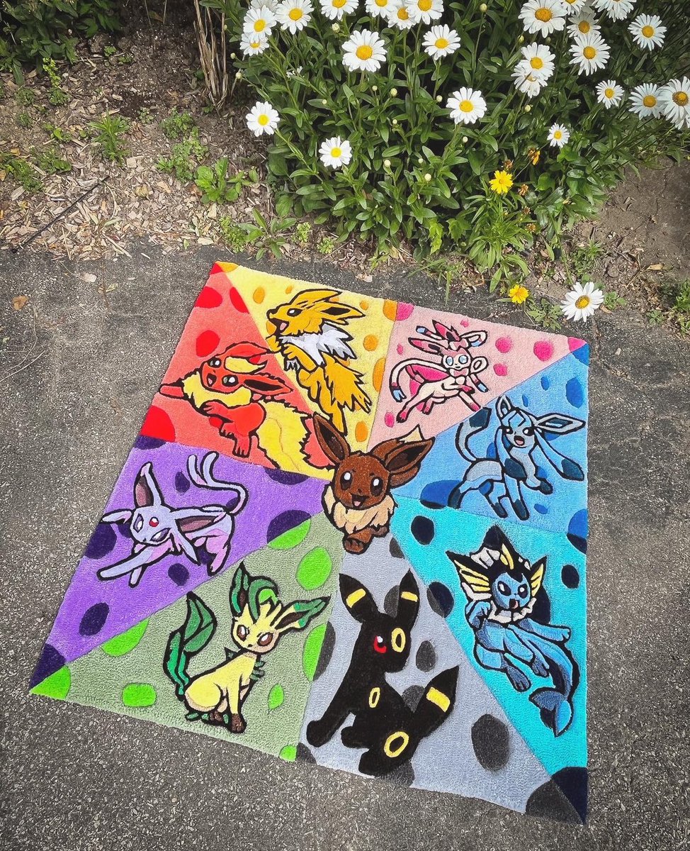 2 years ago I lost my job and decided to give making rugs full time a try I had been making them for about a year but didn’t have much of a following I made these 2 rugs that summer and they went viral on Instagram and changed my life forever, I make Pokemon rugs full time now :)